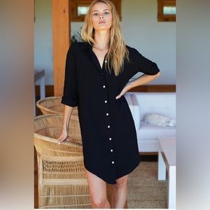 EMERSON FRY SHIRTDRESS - BLACK CREPE SIZE SMALL